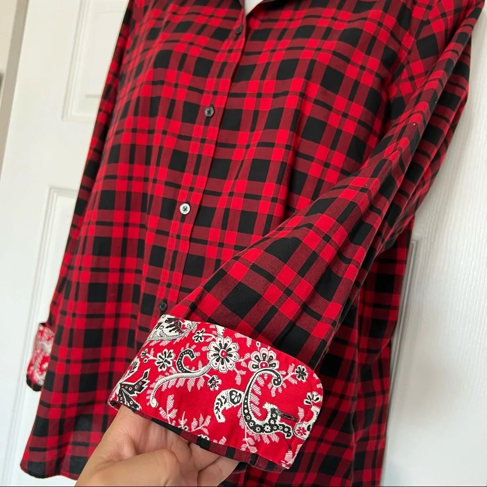 Chaps Plaid Button Down Women’s Shirt/ size L - Picture 9 of 11